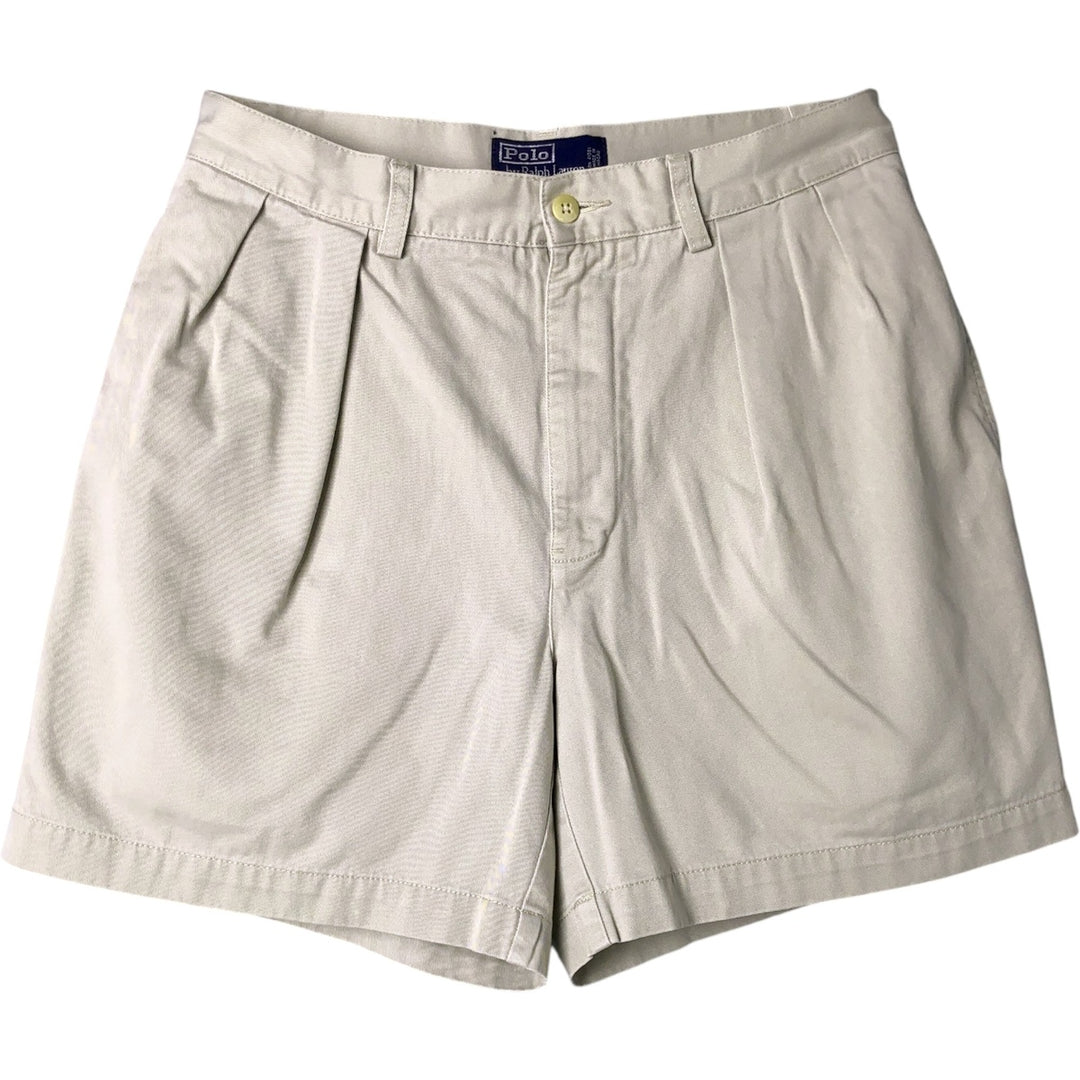 Ralph Lauren POLO by Ralph Lauren ANDREW SHORT Two-pleat Chino Shorts, Women's XL (W31) cotton Beige type Vintage Second Hand