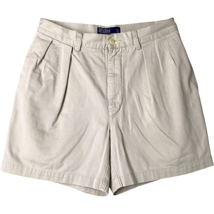 Ralph Lauren POLO by Ralph Lauren ANDREW SHORT Two-pleat Chino Shorts, Women's XL (W31) cotton Beige type Vintage Second Hand