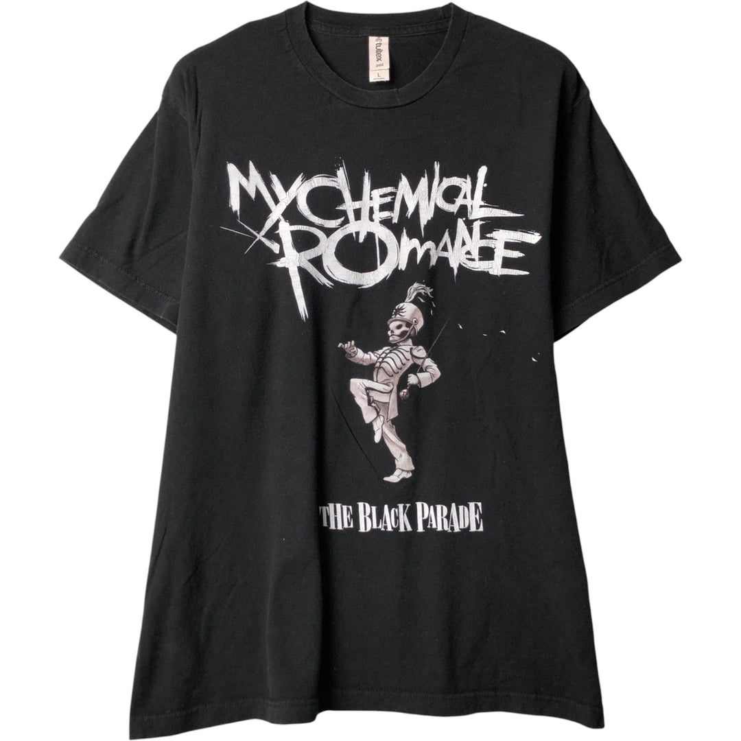 Tultex My Chemical Romance Skull Pattern Band T-Shirt, Men's Size Large cotton black type Vintage Second Hand