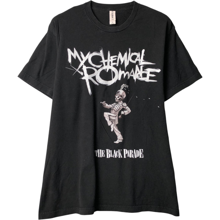 Tultex My Chemical Romance Skull Pattern Band T-Shirt, Men's Size Large cotton black type Vintage Second Hand