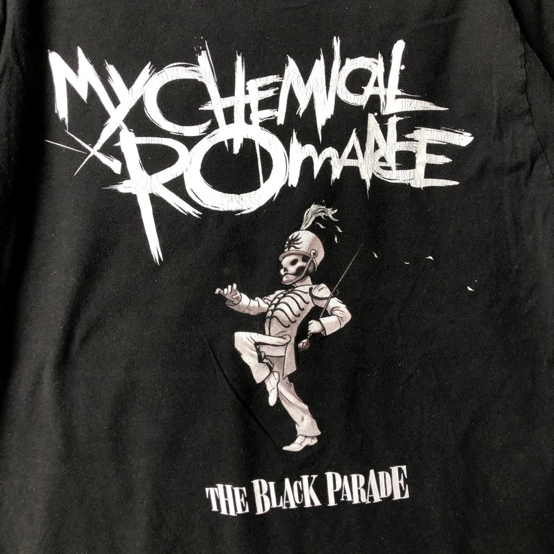 Tultex My Chemical Romance Skull Pattern Band T-Shirt, Men's Size Large cotton black type Vintage Second Hand