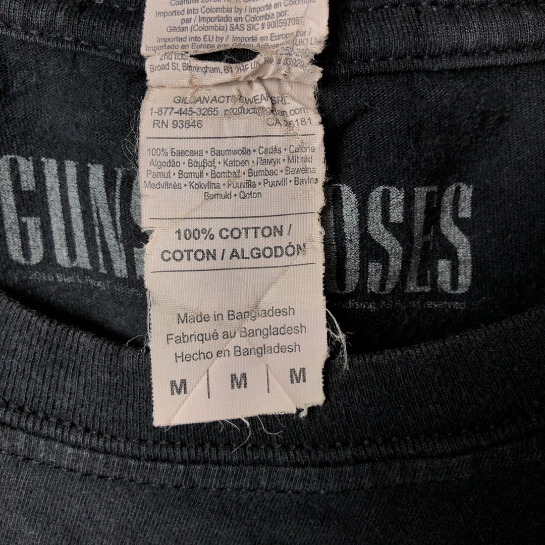 Gildan Guns N' Roses Skull Pattern Band T-Shirt, Men's Size Medium cotton black type Vintage Second Hand