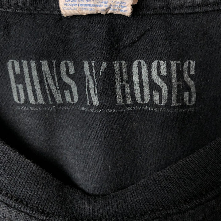 Gildan Guns N' Roses Skull Pattern Band T-Shirt, Men's Size Medium cotton black type Vintage Second Hand
