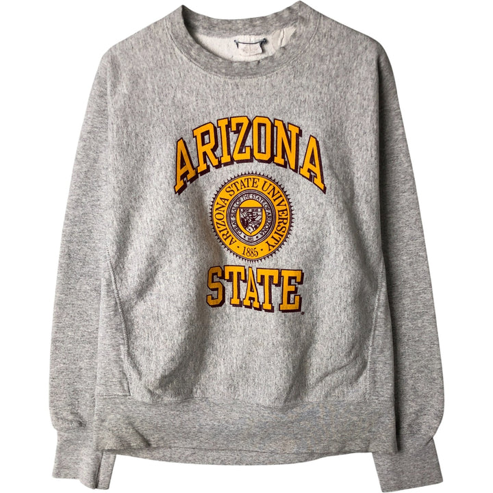 Printed college sweatshirt, men's size L cotton gray type Vintage Second Hand