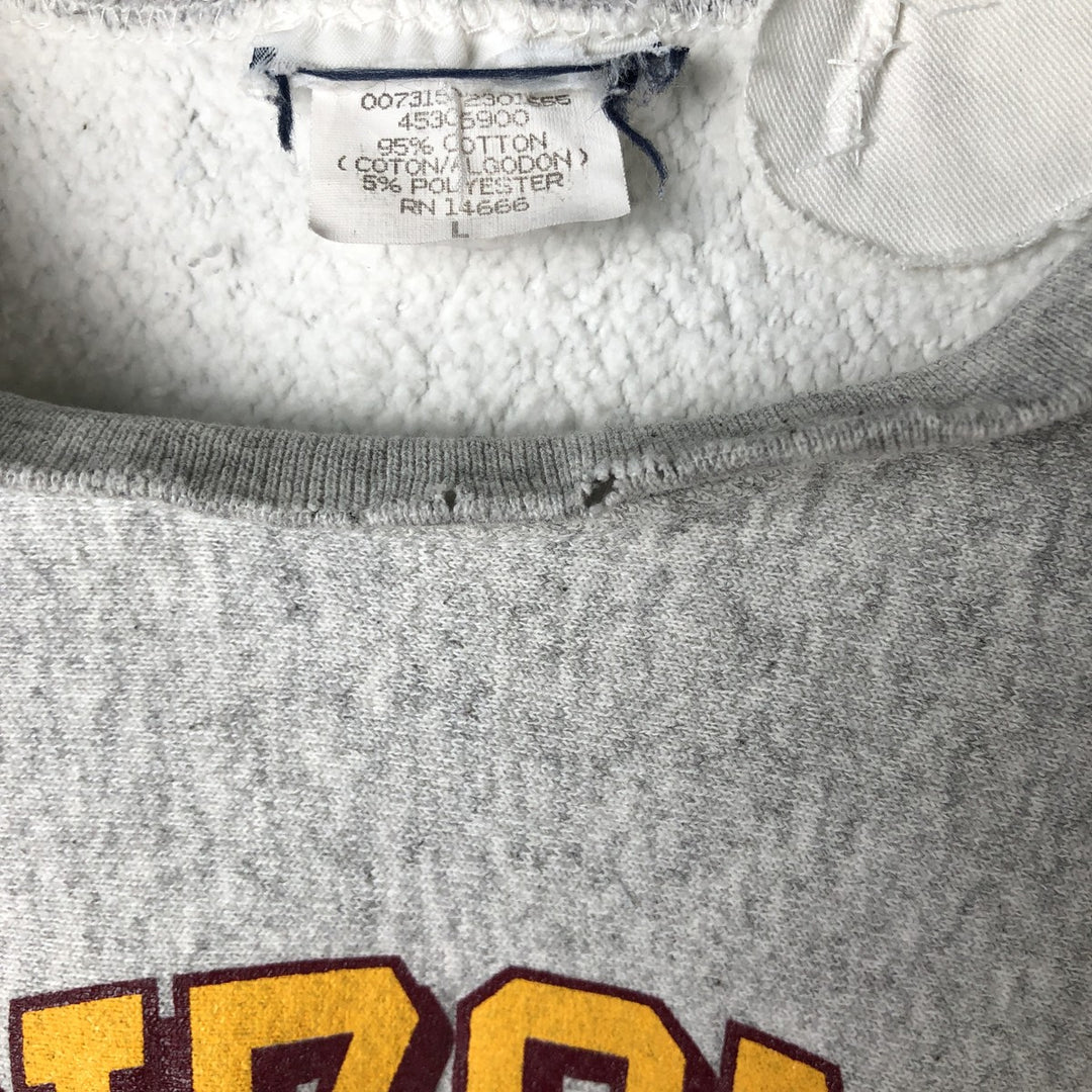 Printed college sweatshirt, men's size L cotton gray type Vintage Second Hand