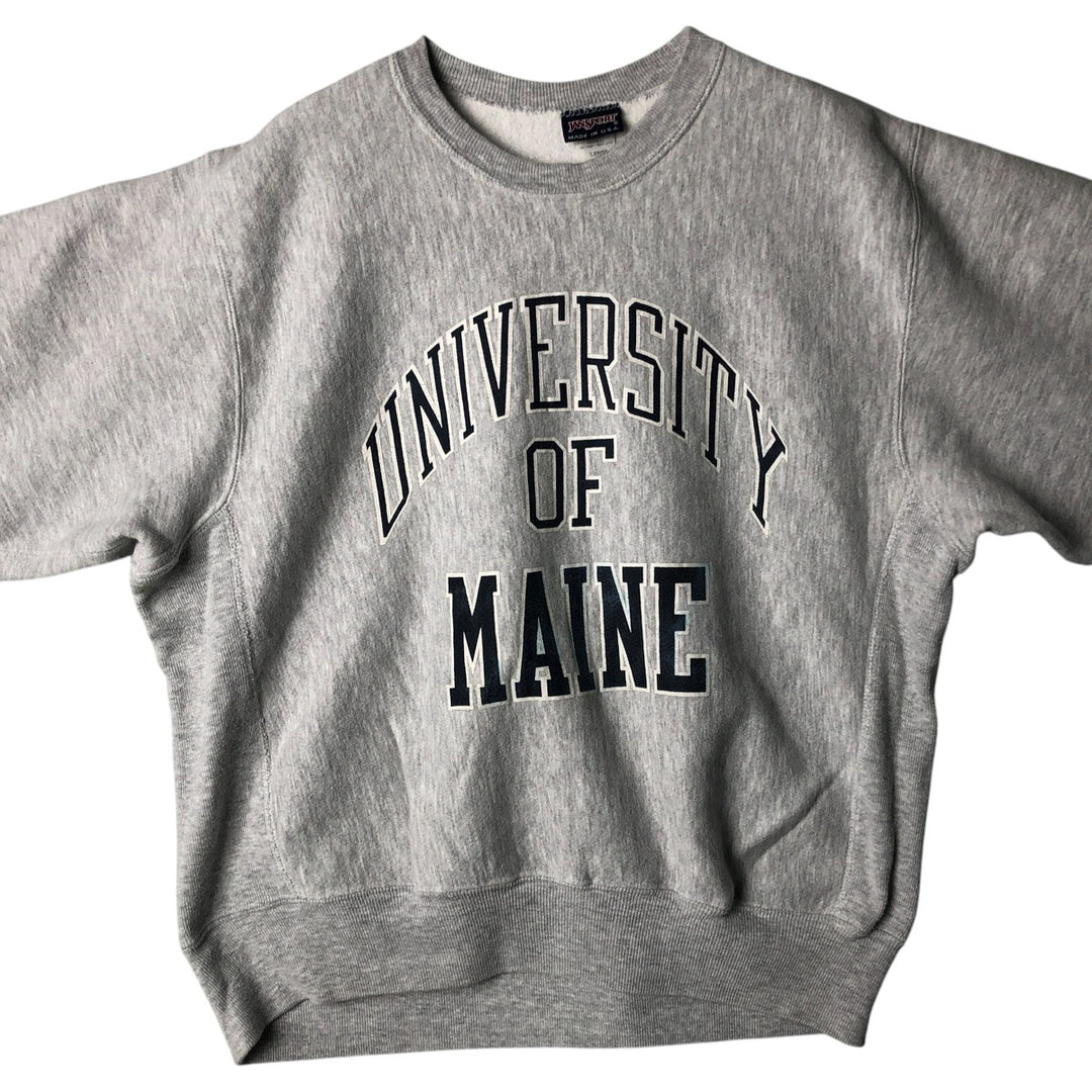90'S JanSport Triple Print College Sweatshirt, Made in USA, Men's Size L (approx.) cotton gray type Vintage Second Hand