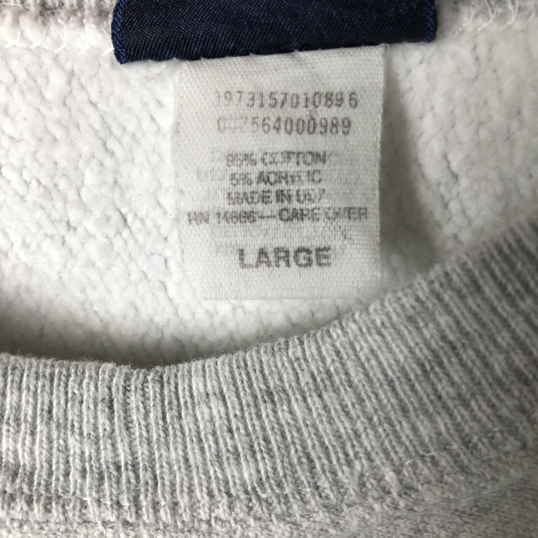90'S JanSport Triple Print College Sweatshirt, Made in USA, Men's Size L (approx.) cotton gray type Vintage Second Hand