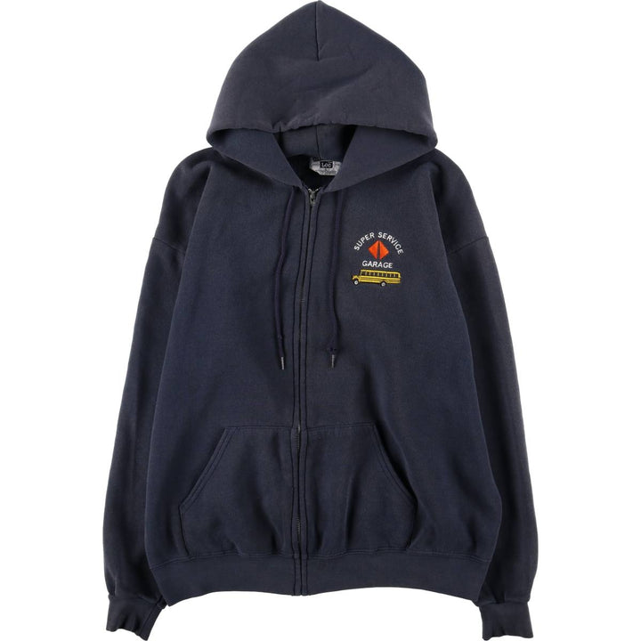 Lee Heavyweight Full Zip Sweatshirt Hoodie, Men's Size L cotton navy blue type Vintage Second Hand