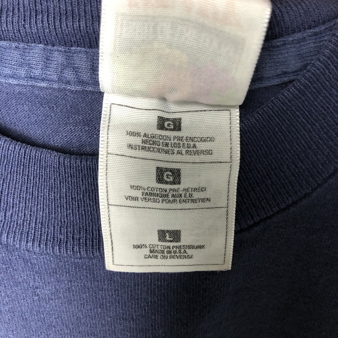 90s-00'S Fruit of the Loom Heavy Cotton Message Print T-Shirt, Made in USA, Men's Size L cotton blue type Vintage Second Hand