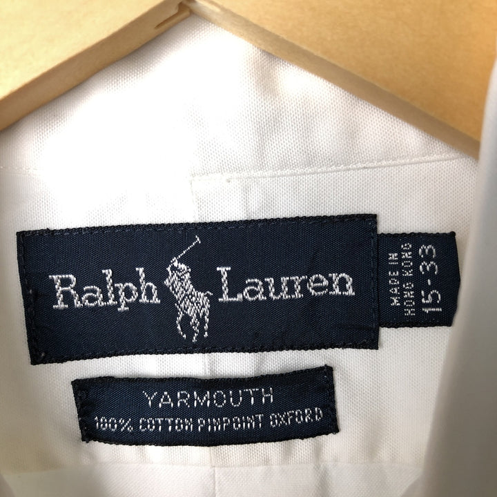 Ralph Lauren YARMOUTH long sleeve button down shirt, men's size M cotton white type Vintage Second Hand
