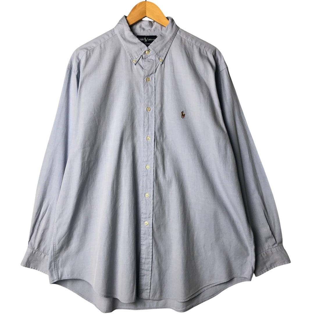 Ralph Lauren YARMOUTH long sleeve button down shirt, men's XL size cotton Blue type light blue Vintage Second Hand