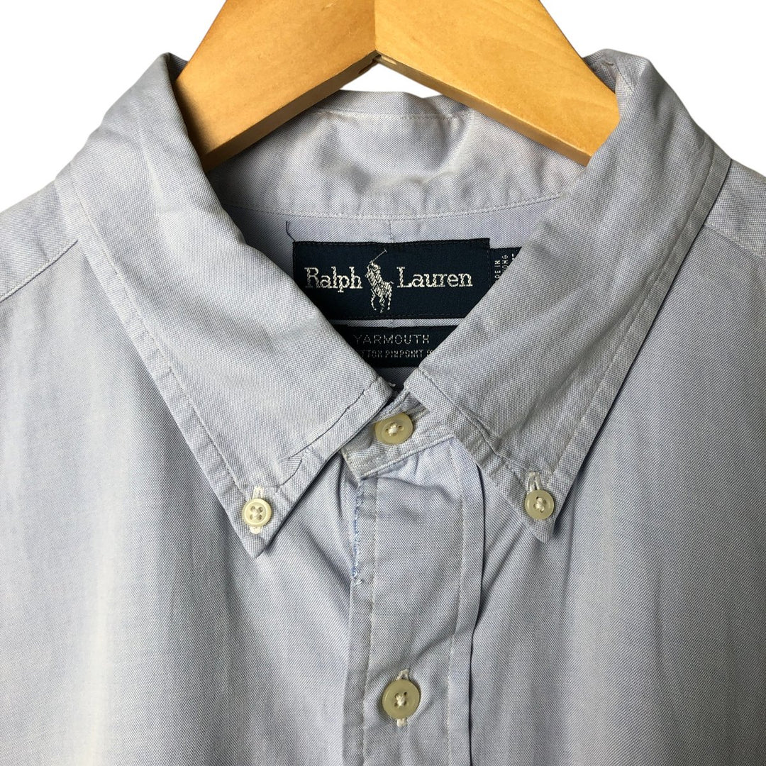 Ralph Lauren YARMOUTH long sleeve button down shirt, men's XL size cotton Blue type light blue Vintage Second Hand