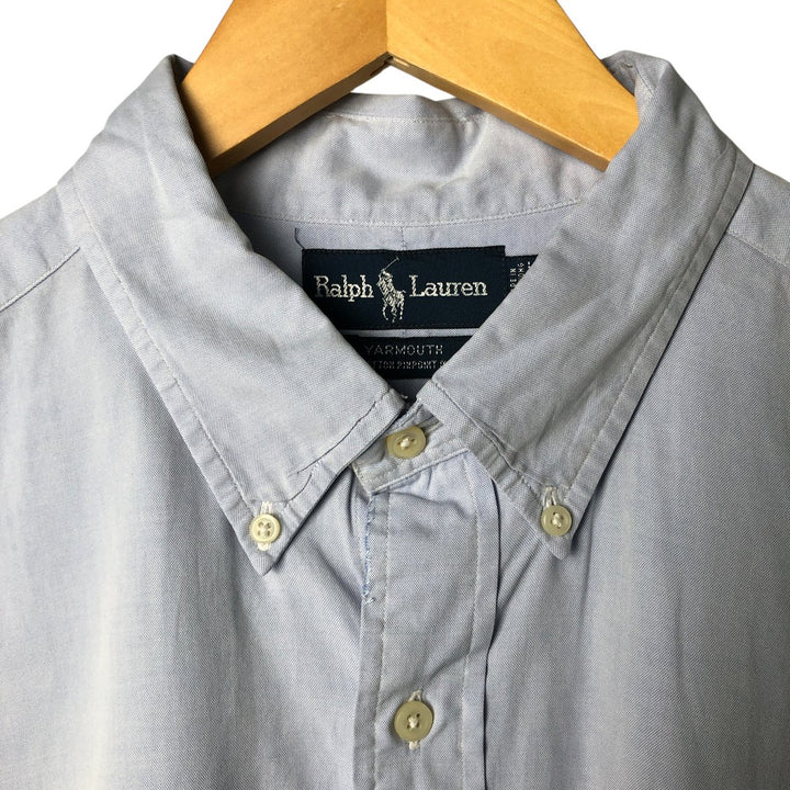 Ralph Lauren YARMOUTH long sleeve button down shirt, men's XL size cotton Blue type light blue Vintage Second Hand