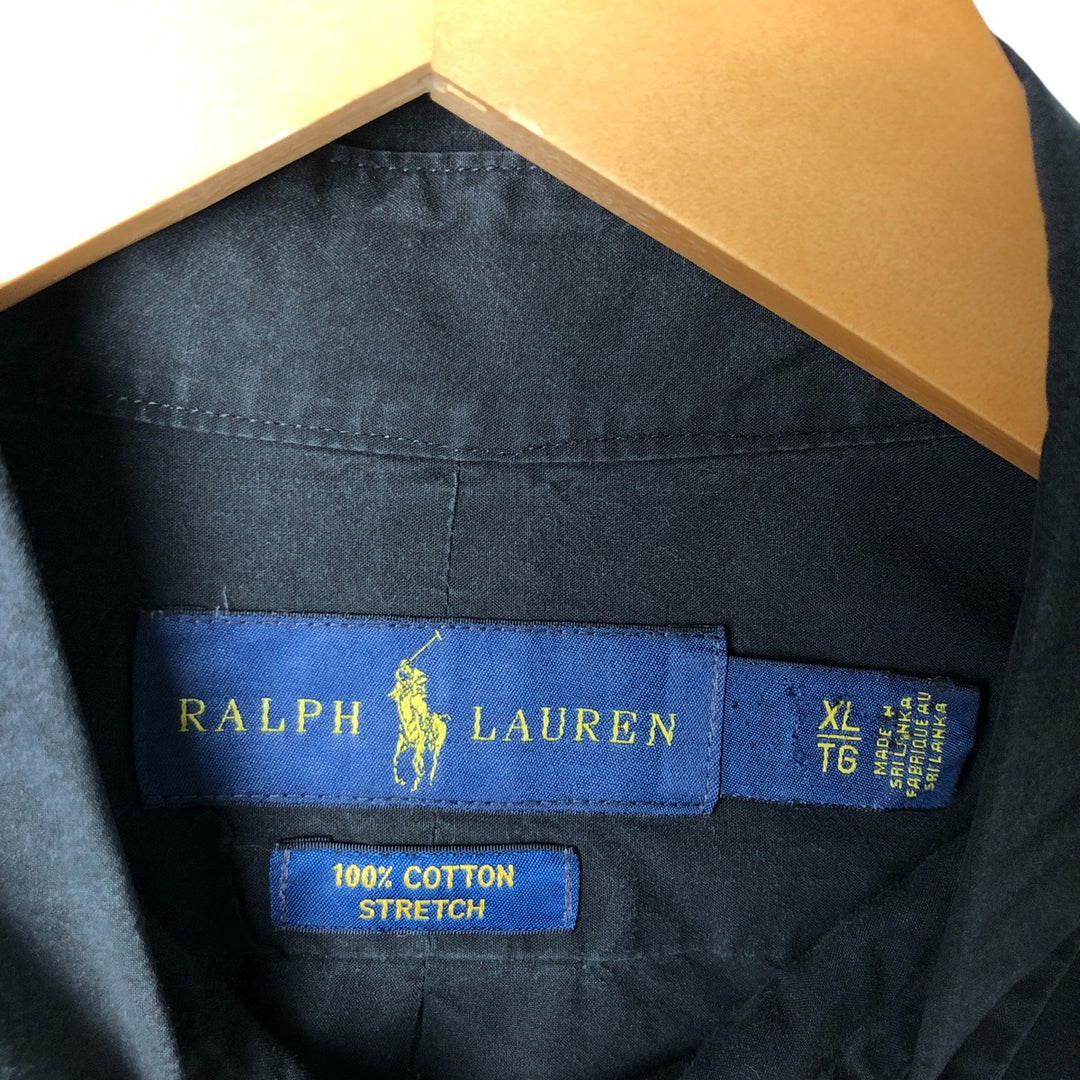 Ralph Lauren Stretch Long Sleeve Button-Down Shirt, Men's Size XL cotton black type Vintage Second Hand