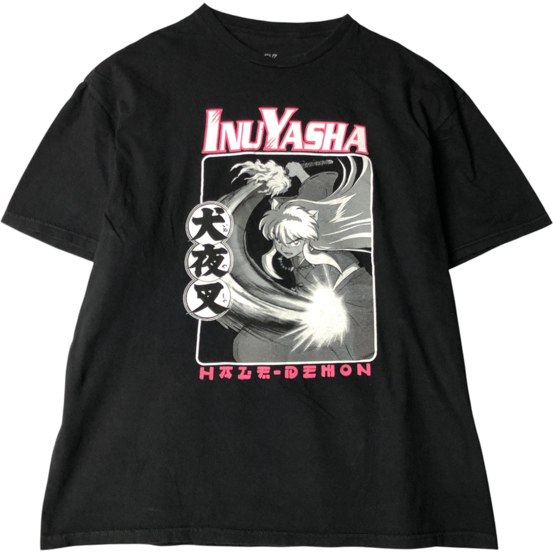 INUYASHA Inuyasha Anime Character Print T-Shirt, Men's XL cotton black type Vintage Second Hand