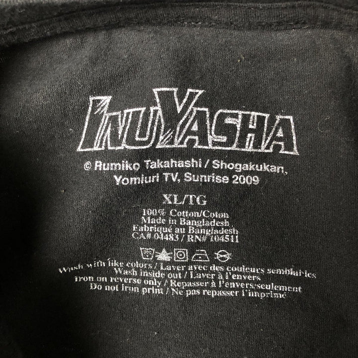 INUYASHA Inuyasha Anime Character Print T-Shirt, Men's XL cotton black type Vintage Second Hand