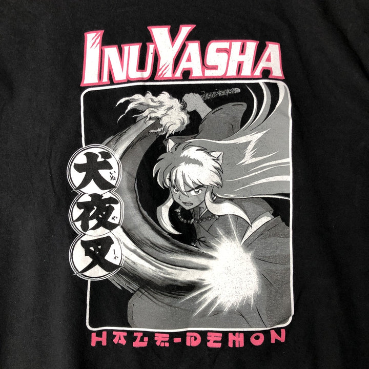 INUYASHA Inuyasha Anime Character Print T-Shirt, Men's XL cotton black type Vintage Second Hand