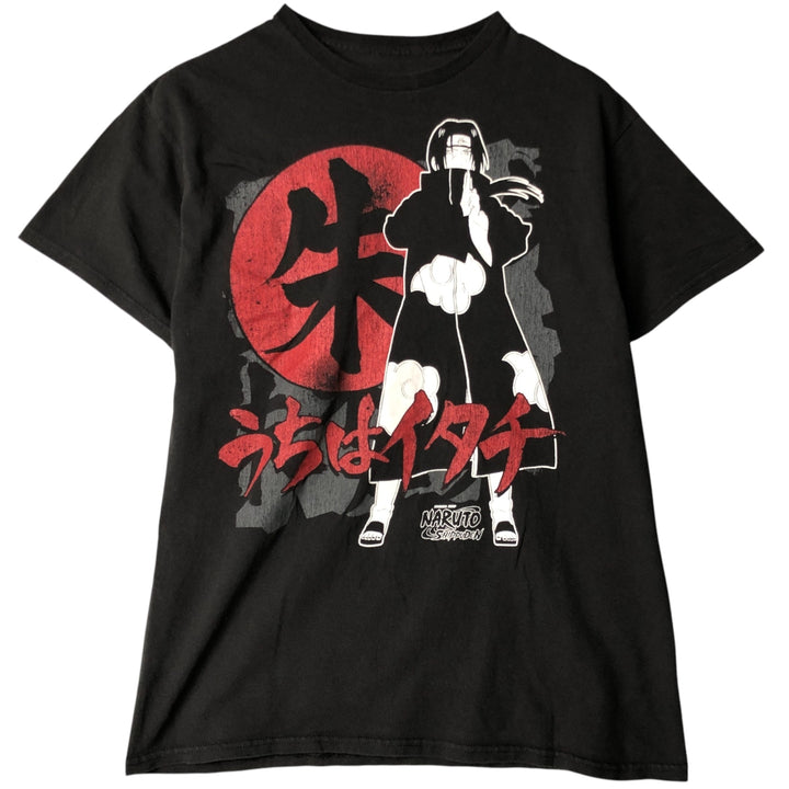 NARUTO SHIPPUDEN Naruto Shippuden Uchiha Itachi Anime Character Print T-Shirt, Men's Size Medium cotton black type Vintage Second Hand