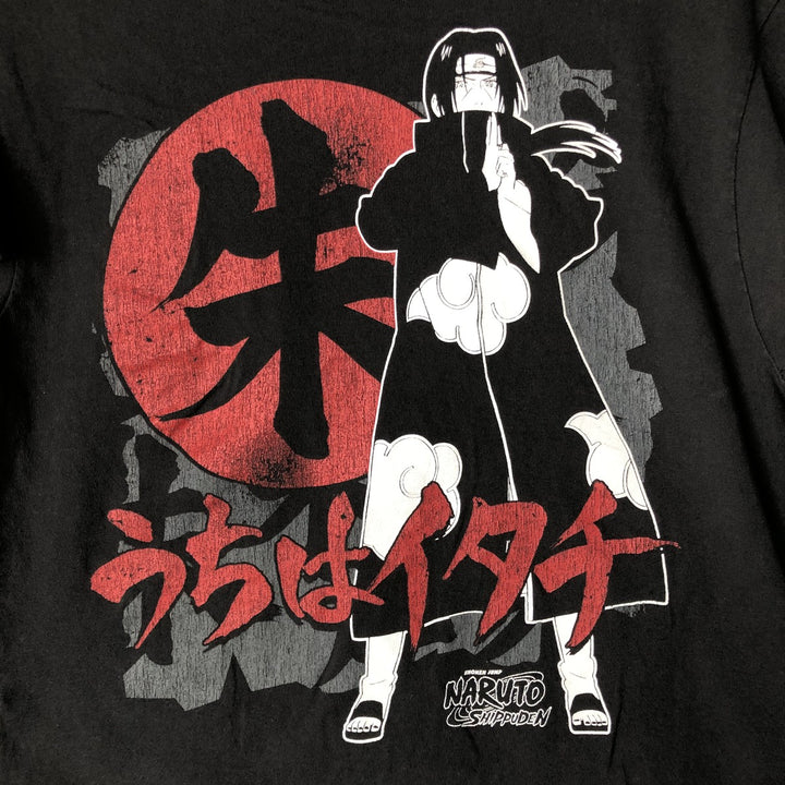 NARUTO SHIPPUDEN Naruto Shippuden Uchiha Itachi Anime Character Print T-Shirt, Men's Size Medium cotton black type Vintage Second Hand