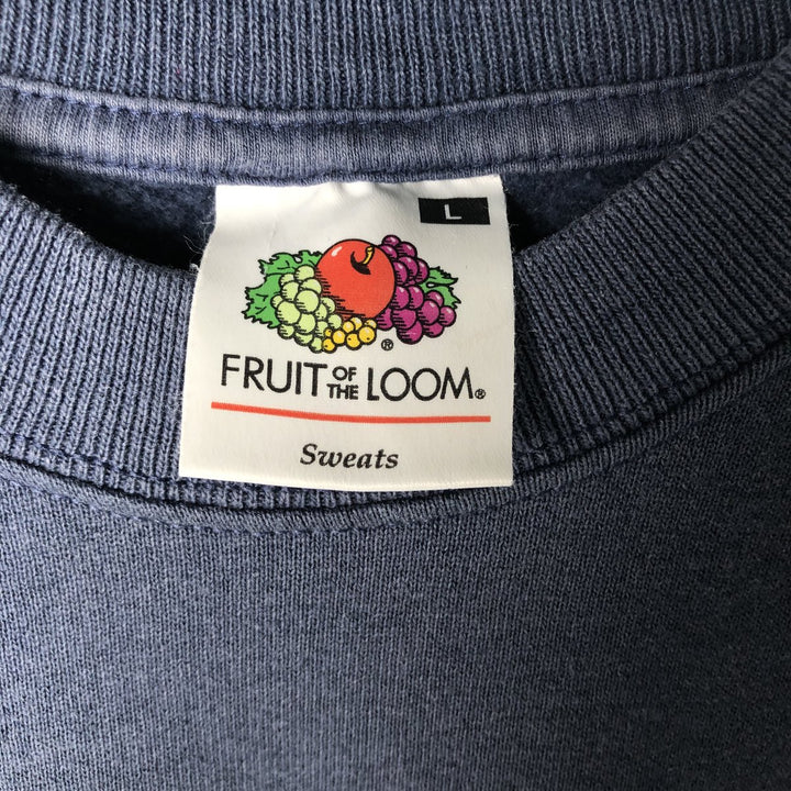 Fruit of the Loom printed sweatshirt, men's size L cotton navy blue type Vintage Second Hand