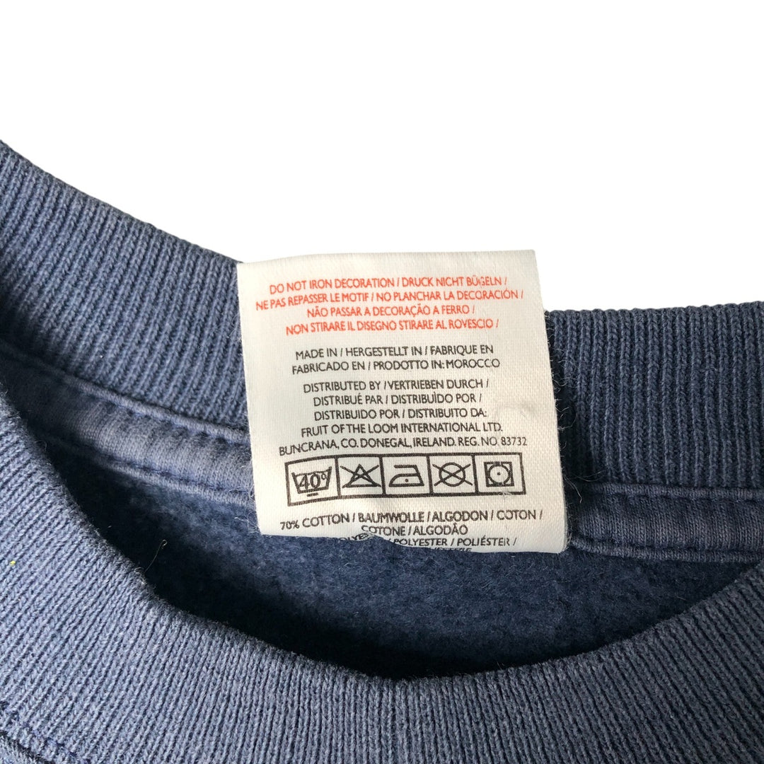 Fruit of the Loom printed sweatshirt, men's size L cotton navy blue type Vintage Second Hand