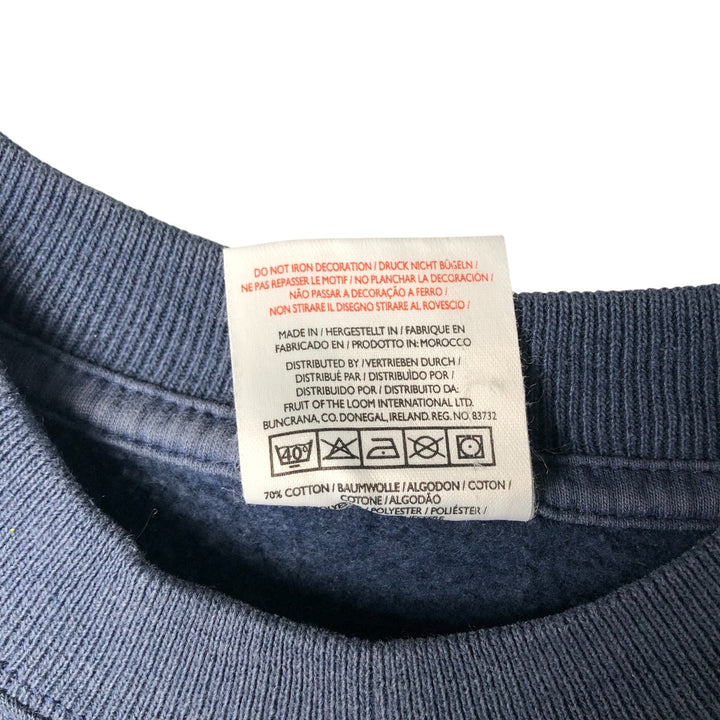 Fruit of the Loom printed sweatshirt, men's size L cotton navy blue type Vintage Second Hand
