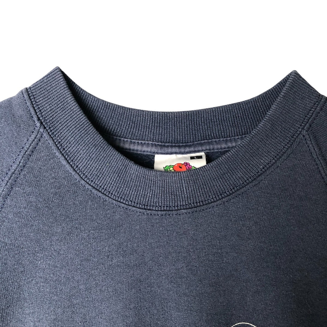 Fruit of the Loom printed sweatshirt, men's size L cotton navy blue type Vintage Second Hand