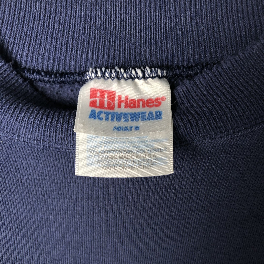 Vintage 90s-00'S Hanes ACTIVEWEAR printed sweatshirt, men's size M cotton navy blue type Vintage Second Hand