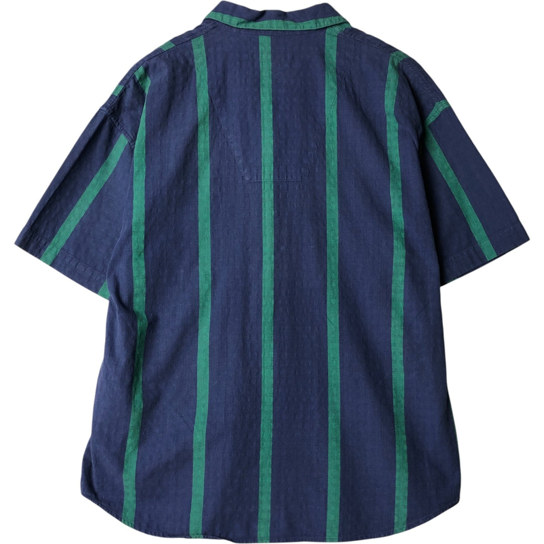 Vintage 90'S Nautica Sleepwear Striped Short Sleeve Open Collar Cotton Shirt, Men's Size L cotton blue type Vintage Second Hand