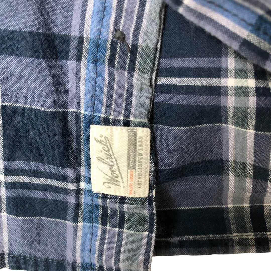 2000'S WOOLRICH Short Sleeve Button-Down Check Shirt, Men's Size L Organic cotton navy blue type Vintage Second Hand