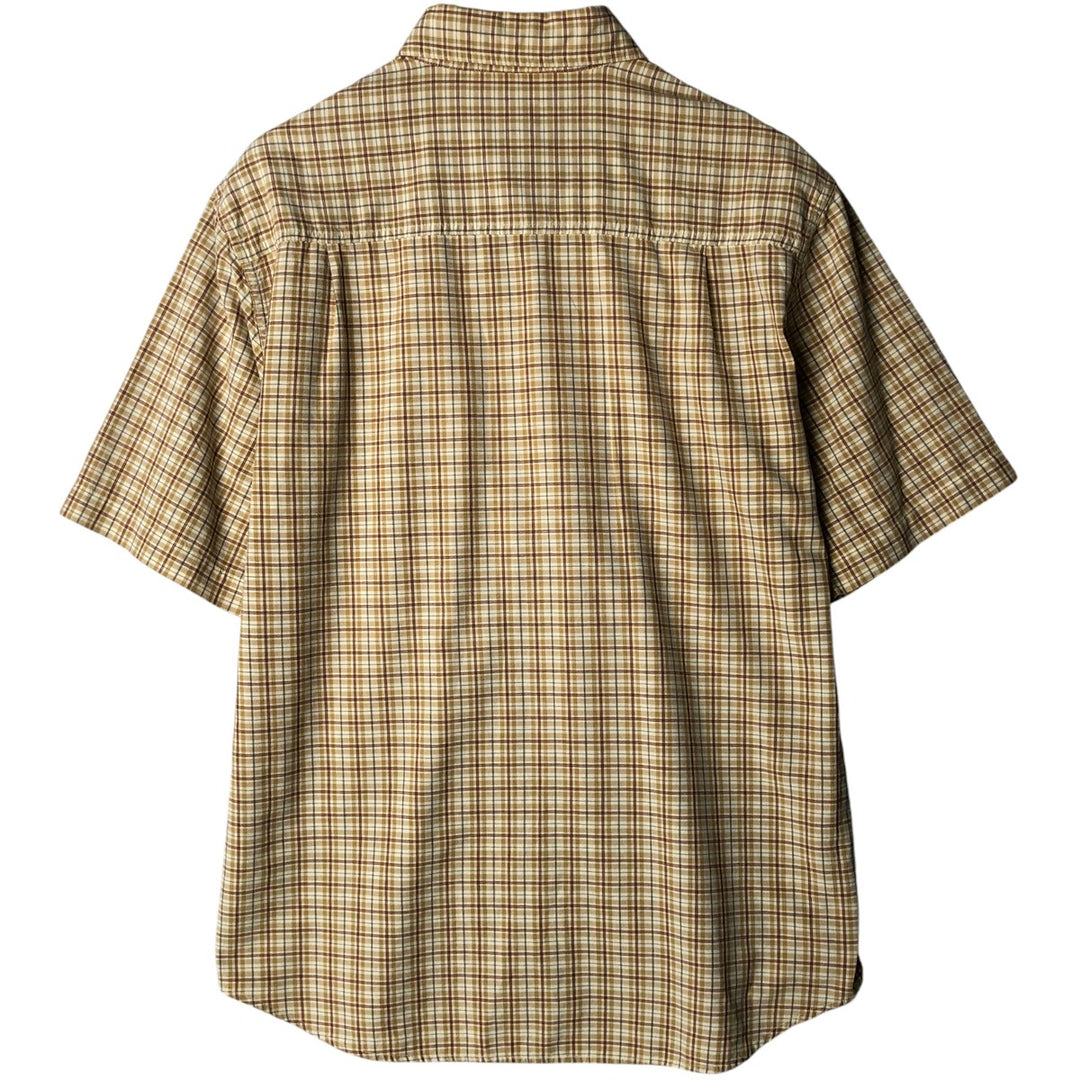 WOOLRICH Short Sleeve Button-Down Check Shirt, Men's Size M cotton Beige type Vintage Second Hand