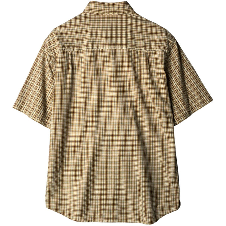 WOOLRICH Short Sleeve Button-Down Check Shirt, Men's Size M cotton Beige type Vintage Second Hand