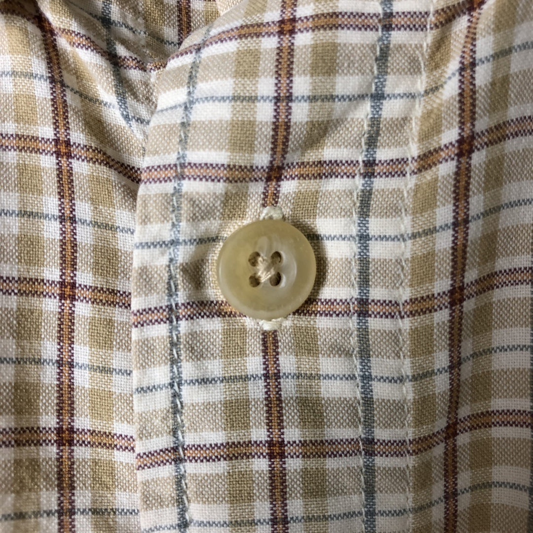 WOOLRICH Short Sleeve Button-Down Check Shirt, Men's Size M cotton Beige type Vintage Second Hand