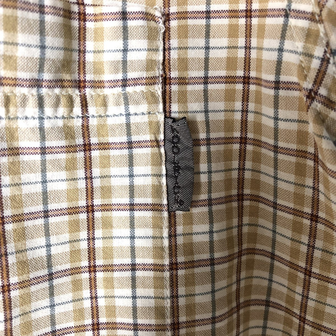 WOOLRICH Short Sleeve Button-Down Check Shirt, Men's Size M cotton Beige type Vintage Second Hand