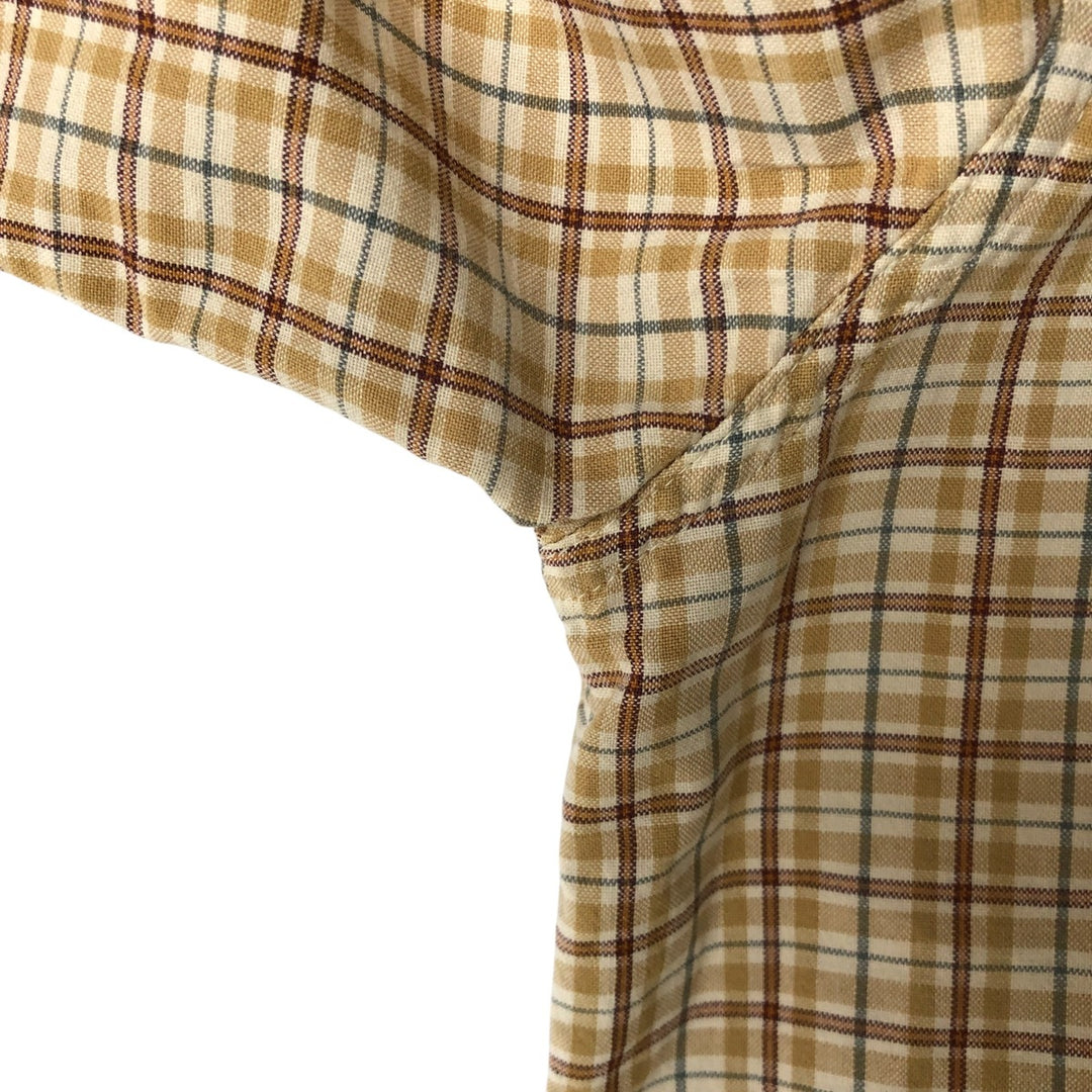 WOOLRICH Short Sleeve Button-Down Check Shirt, Men's Size M cotton Beige type Vintage Second Hand