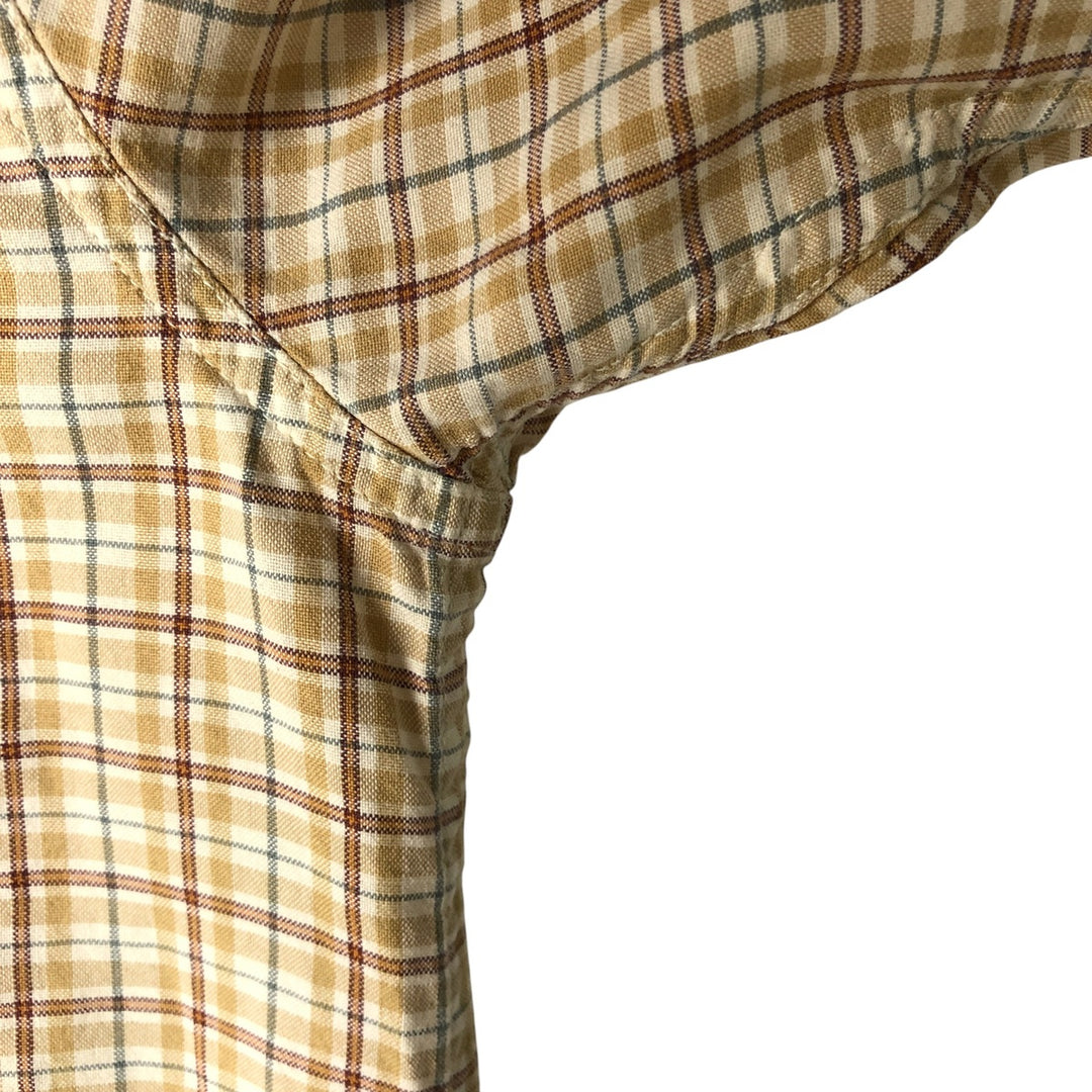 WOOLRICH Short Sleeve Button-Down Check Shirt, Men's Size M cotton Beige type Vintage Second Hand