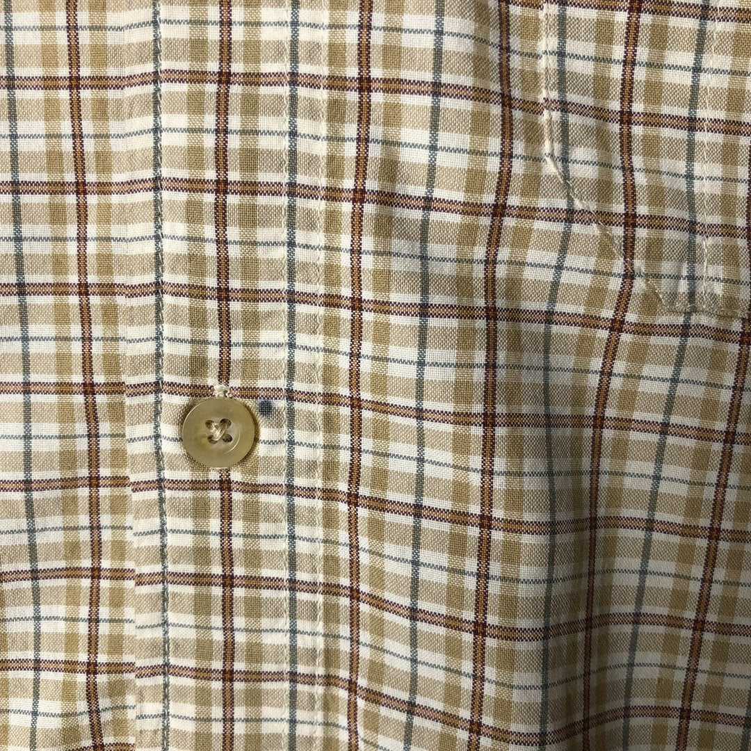 WOOLRICH Short Sleeve Button-Down Check Shirt, Men's Size M cotton Beige type Vintage Second Hand