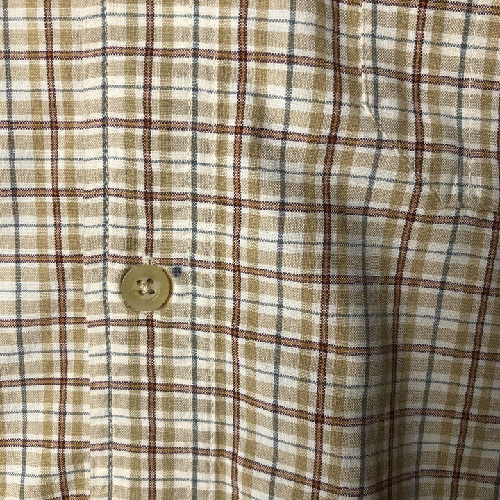WOOLRICH Short Sleeve Button-Down Check Shirt, Men's Size M cotton Beige type Vintage Second Hand