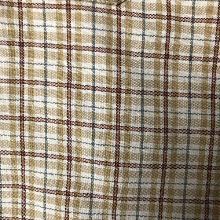 WOOLRICH Short Sleeve Button-Down Check Shirt, Men's Size M cotton Beige type Vintage Second Hand