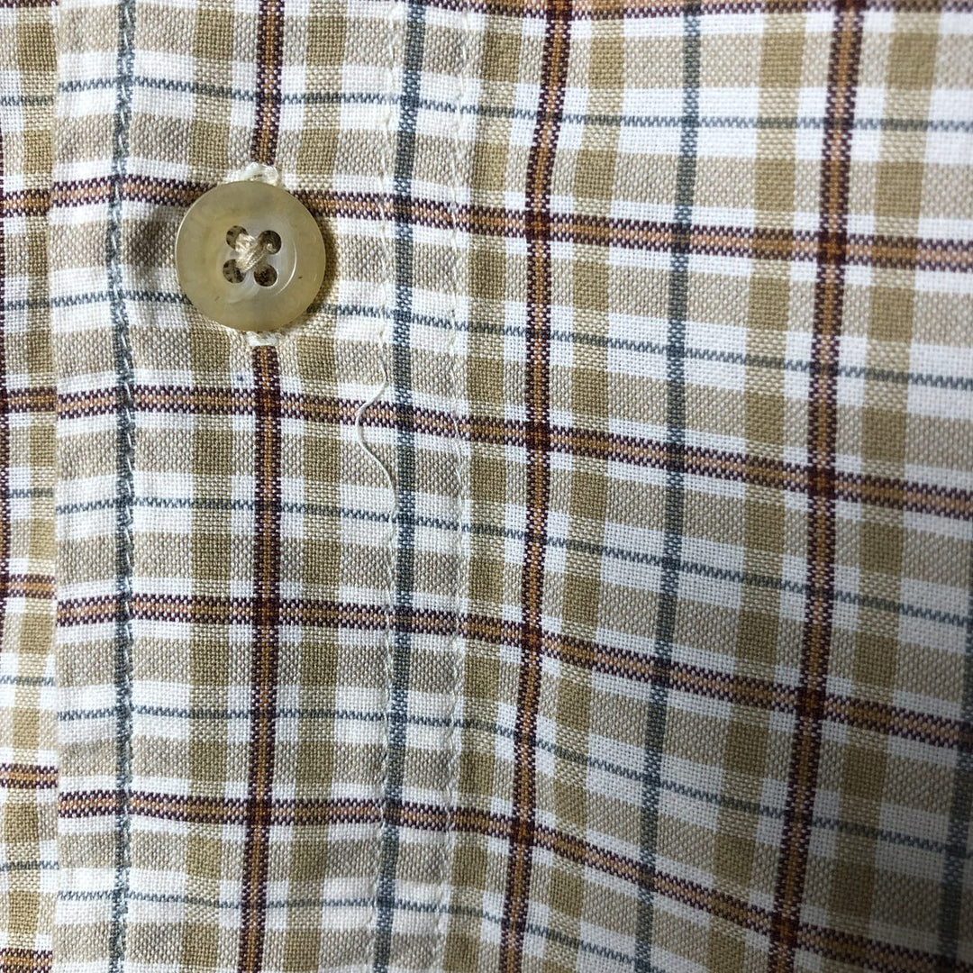 WOOLRICH Short Sleeve Button-Down Check Shirt, Men's Size M cotton Beige type Vintage Second Hand