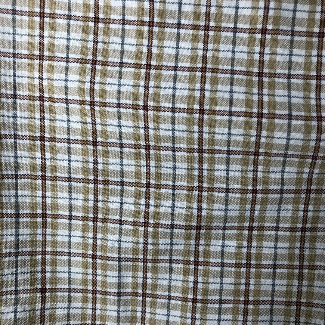 WOOLRICH Short Sleeve Button-Down Check Shirt, Men's Size M cotton Beige type Vintage Second Hand