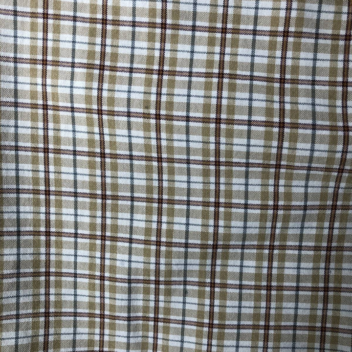 WOOLRICH Short Sleeve Button-Down Check Shirt, Men's Size M cotton Beige type Vintage Second Hand