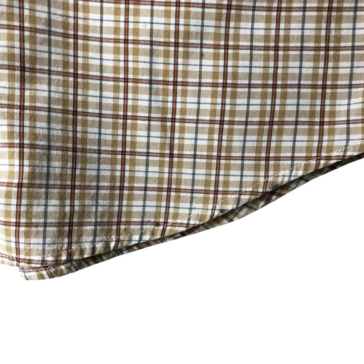 WOOLRICH Short Sleeve Button-Down Check Shirt, Men's Size M cotton Beige type Vintage Second Hand