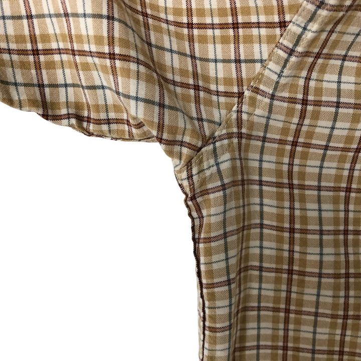 WOOLRICH Short Sleeve Button-Down Check Shirt, Men's Size M cotton Beige type Vintage Second Hand