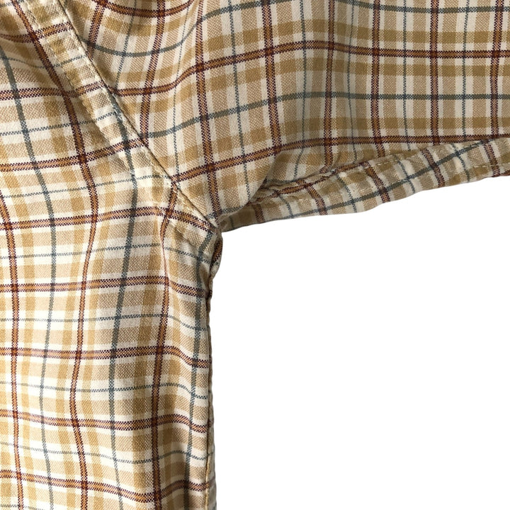WOOLRICH Short Sleeve Button-Down Check Shirt, Men's Size M cotton Beige type Vintage Second Hand