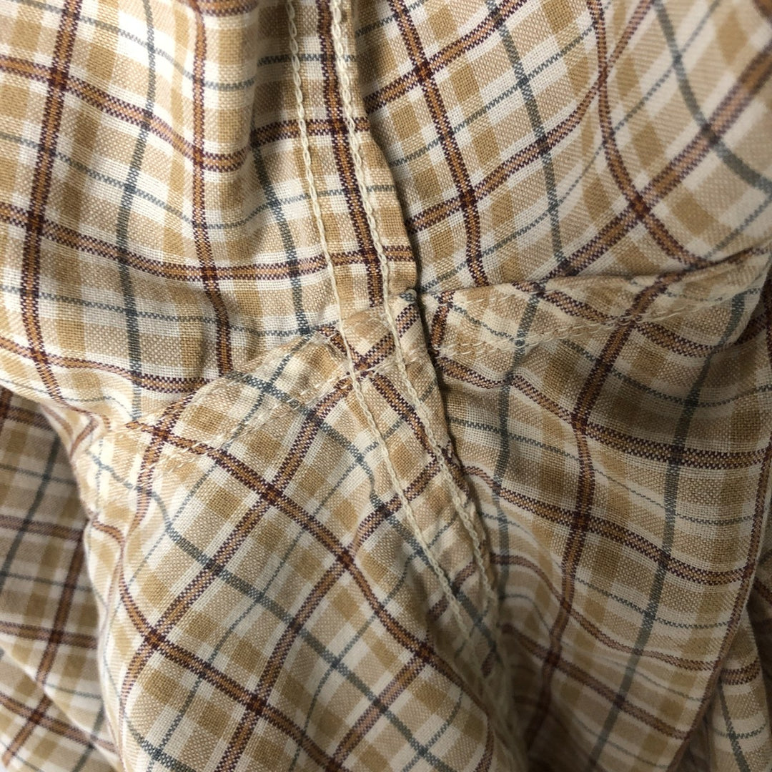 WOOLRICH Short Sleeve Button-Down Check Shirt, Men's Size M cotton Beige type Vintage Second Hand