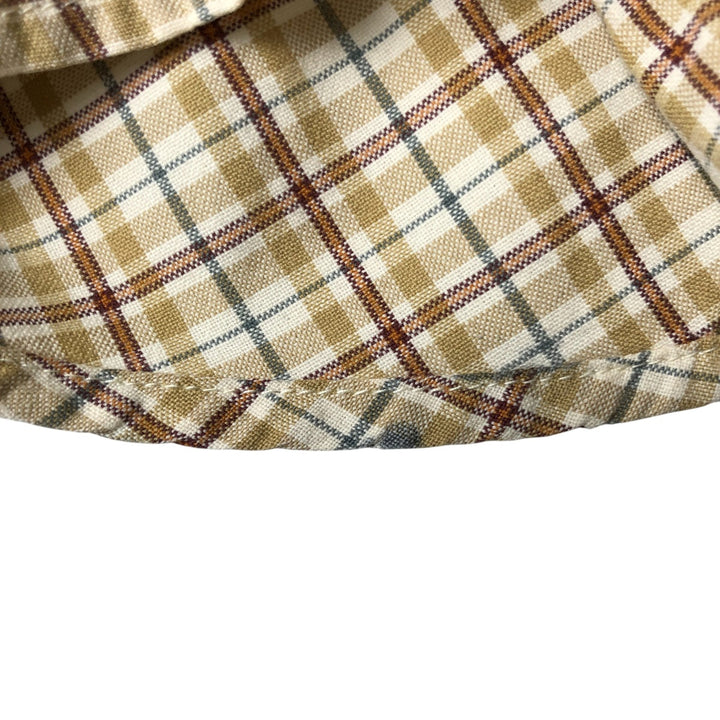 WOOLRICH Short Sleeve Button-Down Check Shirt, Men's Size M cotton Beige type Vintage Second Hand