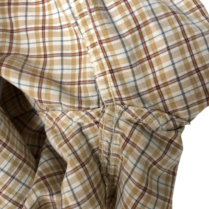 WOOLRICH Short Sleeve Button-Down Check Shirt, Men's Size M cotton Beige type Vintage Second Hand