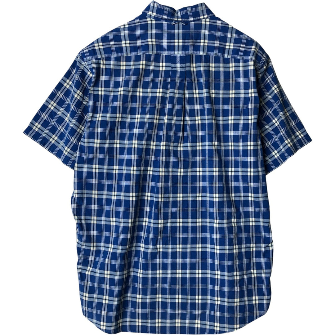 Eddie Bauer Corded Chambray Short Sleeve Cotton Check Shirt, Men's Size Medium cotton blue type Vintage Second Hand