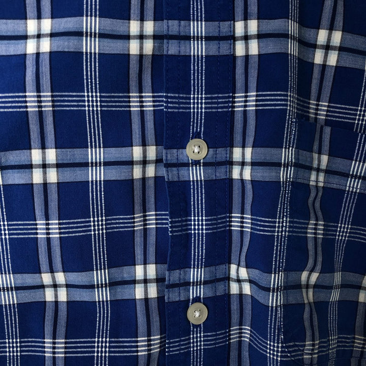 Eddie Bauer Corded Chambray Short Sleeve Cotton Check Shirt, Men's Size Medium cotton blue type Vintage Second Hand